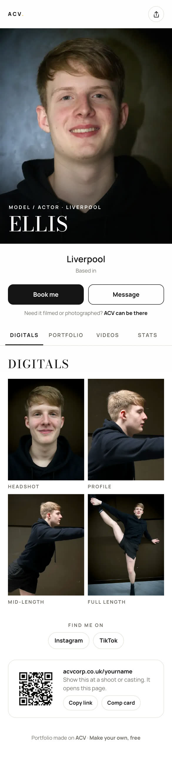 Example page: Model / actor page